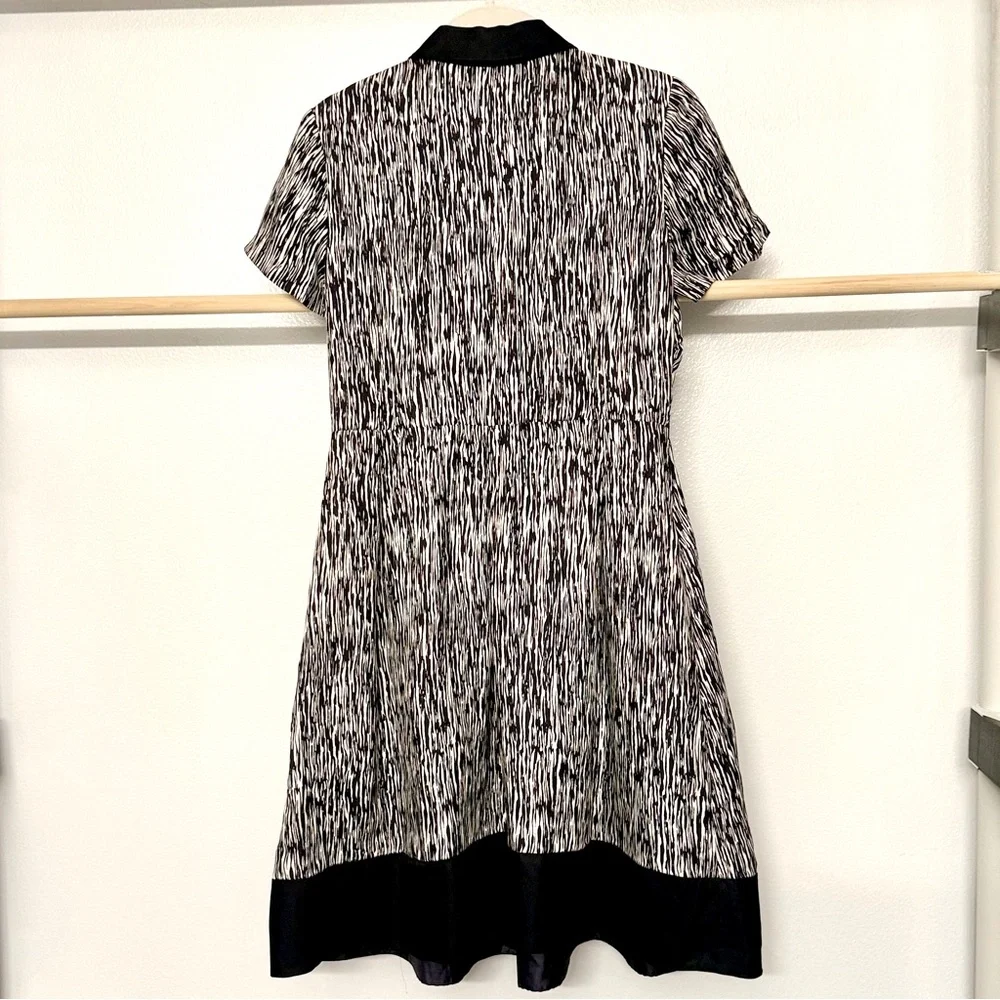 Kate Spade Stefania Silk Dress Black White Flare‎ Fit Above Knee Pockets Size 2